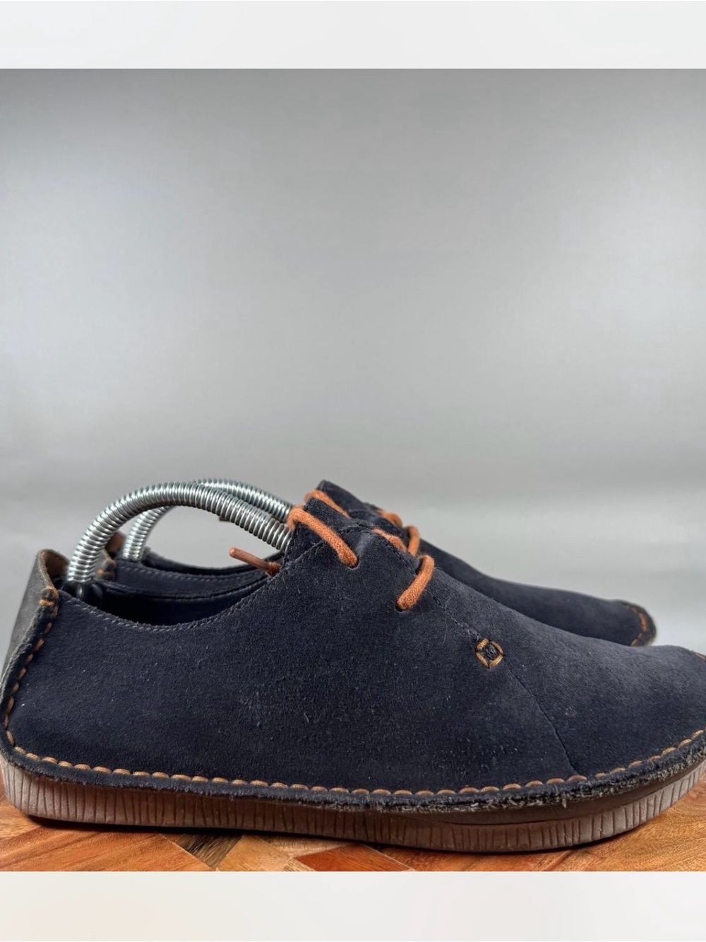 Clarks Women's Black Suede Moccasins with Brown Laces